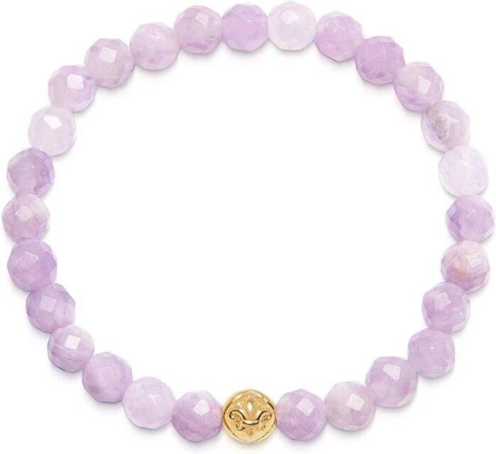 Nialaya Vrouwen polsbandje met amethist en goud , Paars, Dames