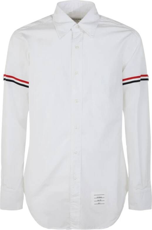 Thom Browne Classic Shirt With RWB Grosgrain Armbands IN Poplin , Wit, Heren