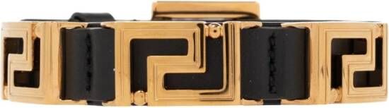 Versace Leren armband , Zwart, Heren