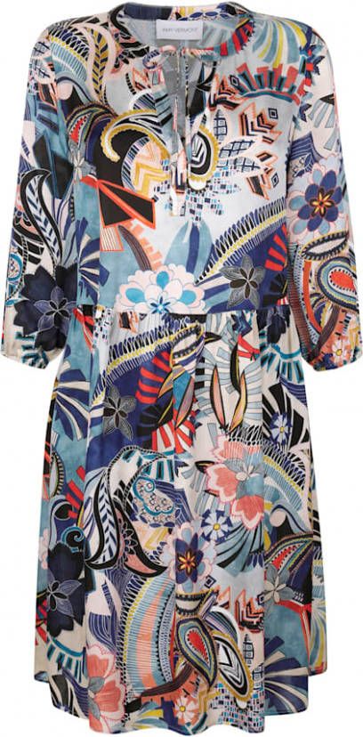 AMY VERMONT Jurk met fraai grafisch patroon Lichtblauw/Rood