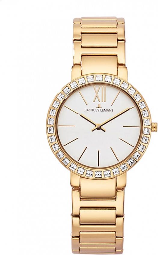 Jacques Lemans Dameshorloge met kristallen Geelgoudkleur