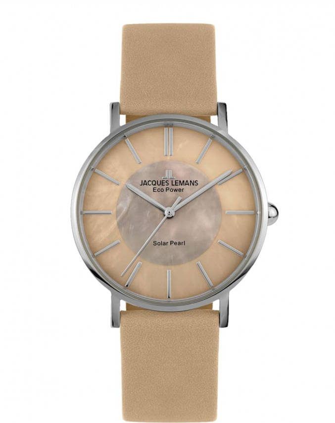 Jacques Lemans Damessolarhorloge Serie Eco Power, collectie Classic, 1 2112D Beige