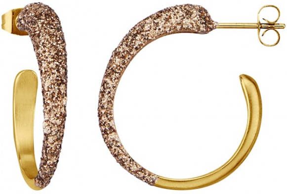 Jacques Lemans Oorbellen met Stardust laagje Geelgoudkleur