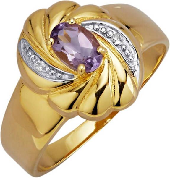 MONA Damesring met amethist en diamanten Goudkleur
