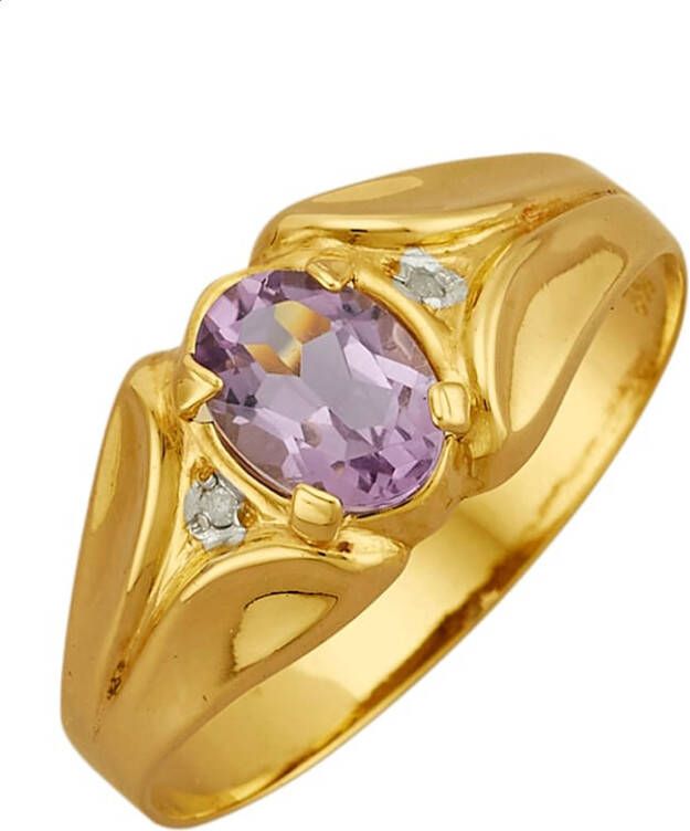 MONA Damesring met amethist en diamanten Goudkleur