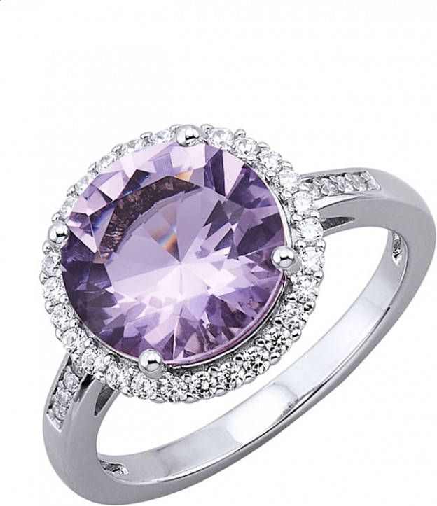 MONA Damesring met glassteen en synth. zirkonia's Paars