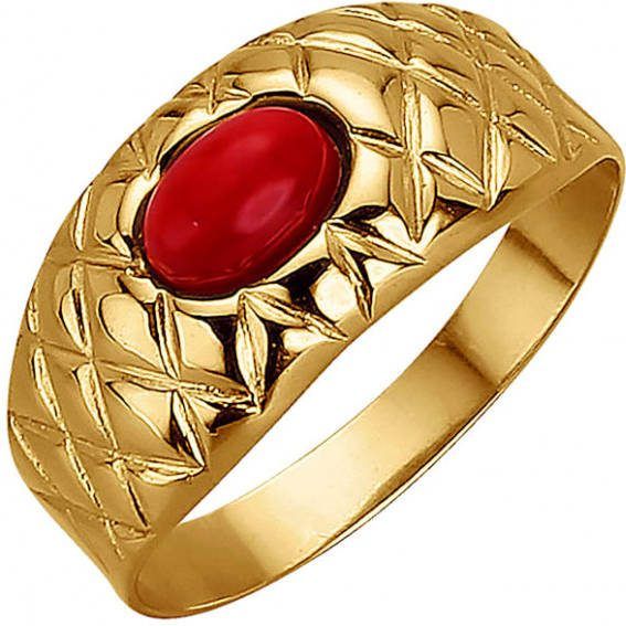 MONA Damesring met koraal(beh.)Rood