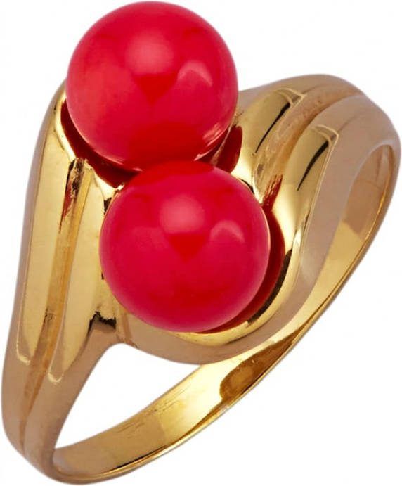 MONA Damesring met koraal(beh.)Rood