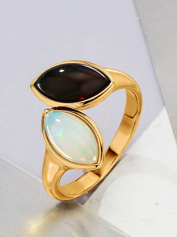 MONA Damesring met kristalopalen Multicolor