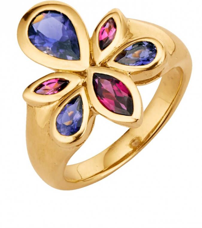 MONA Damesring met loliet en rodoliet Multicolor