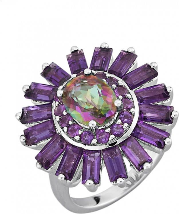 KLiNGEL Damesring met Mystic kwarts en amethist Paars