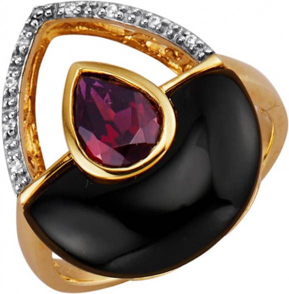 MONA Damesring met onyx, rodoliet granaat en zirkonia Multicolor