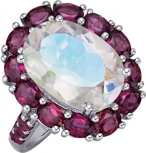 MONA Damesring met regenboogkwarts en rhodoliet Multicolor