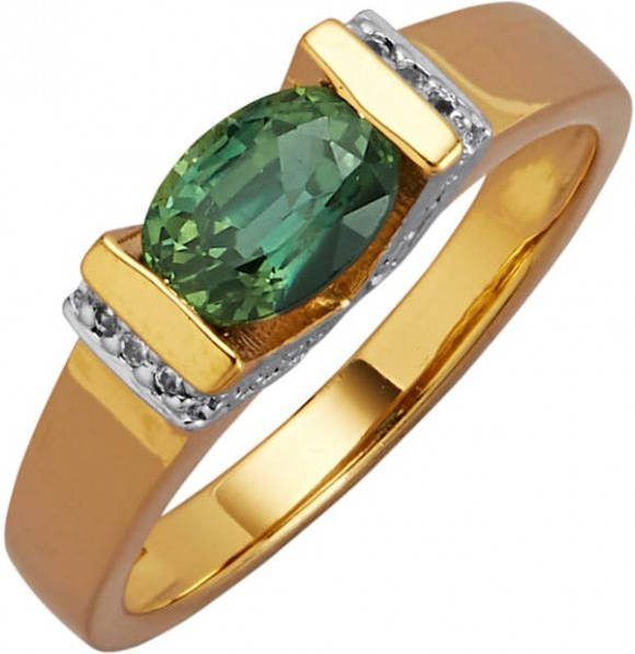 MONA Damesring met saffier Groen