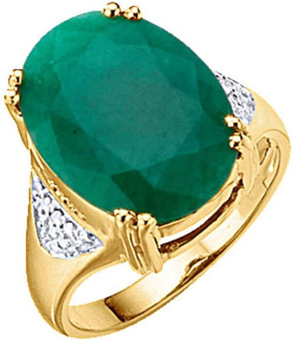 MONA Damesring met smaragd met smaragd, van echt zilver Goudkleur