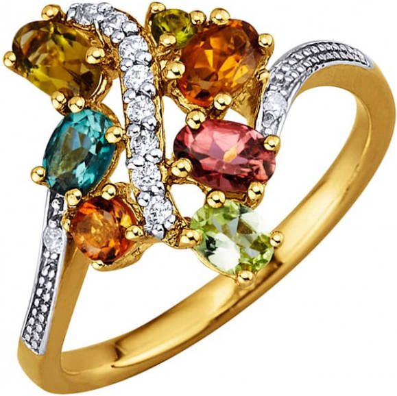 MONA Damesring met toermalijn, van echt zilver Bicolor