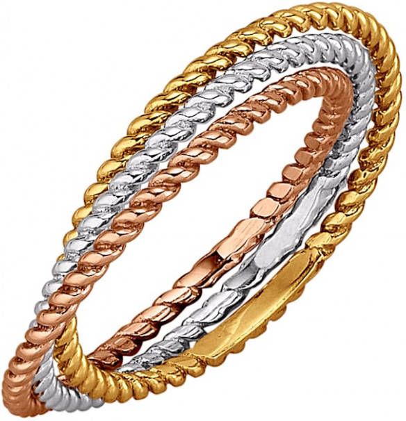 MONA Damesring van 9 kt. geel/wit/rood Multicolor