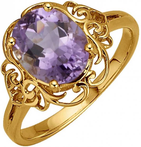 MONA Damesring van echt zilver met amethist Goudkleur