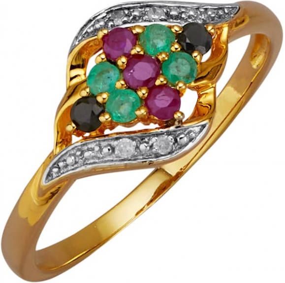 MONA Damesring van echt zilver Multicolor
