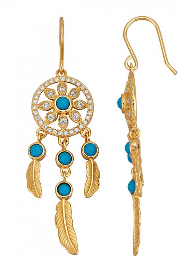 KLiNGEL Oorbellen Dromenvanger met synth. zirkonia's Goudkleur