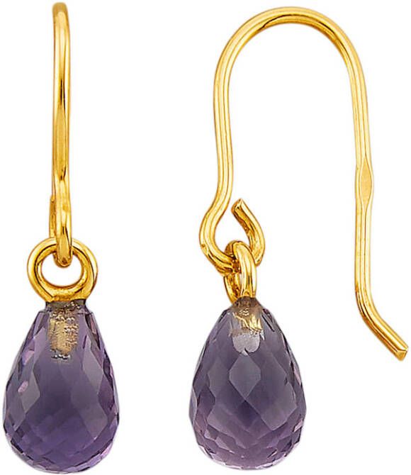 KLiNGEL Oorbellen met amethist, 8 kt. Goudkleur