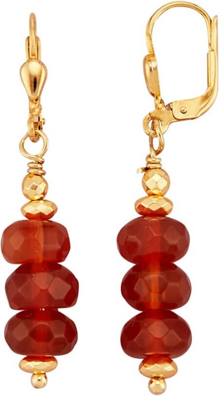 KLiNGEL Oorbellen met carneool en pyriet Oranje