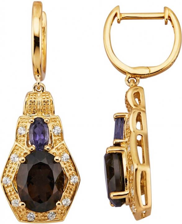 KLiNGEL Oorbellen met gekleurde stenen Bruin