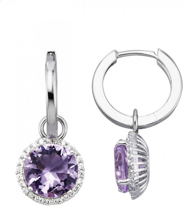KLiNGEL Oorbellen met glasstenen en synth. zirkonia's Paars