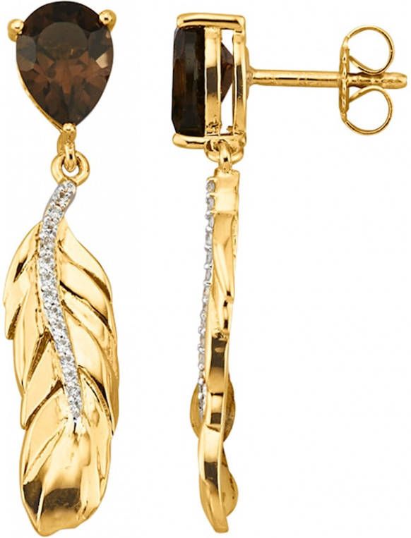 KLiNGEL Oorbellen met rookkwarts Bruin