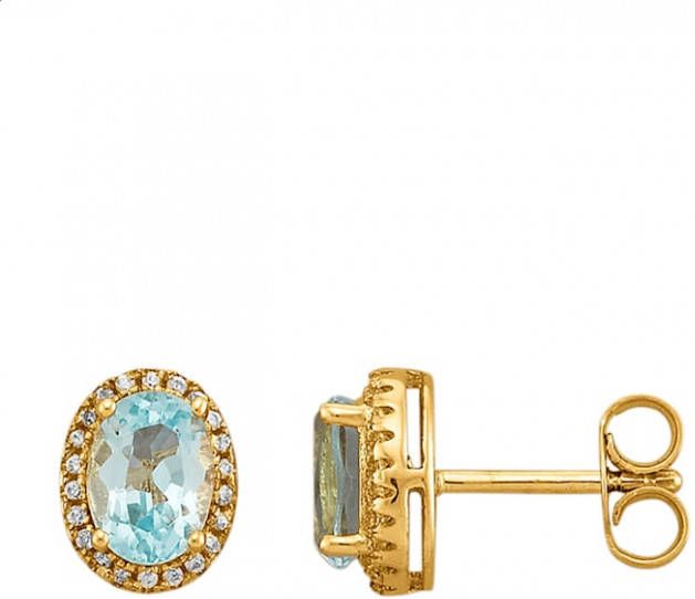 KLiNGEL Oorstekers met blauwe topaas en synth. zirkonia's Blauw