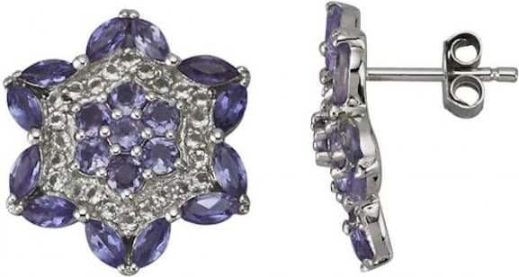 KLiNGEL Oorstekers met iolieten en wittopazen Blauw