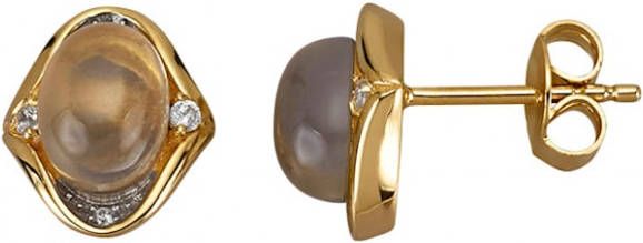 KLiNGEL Oorstekers Met maanstenen en witte synth. zirkonia's Goudkleur