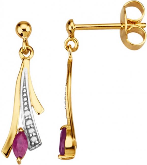 KLiNGEL Oorstekers met robijnen Goudkleur