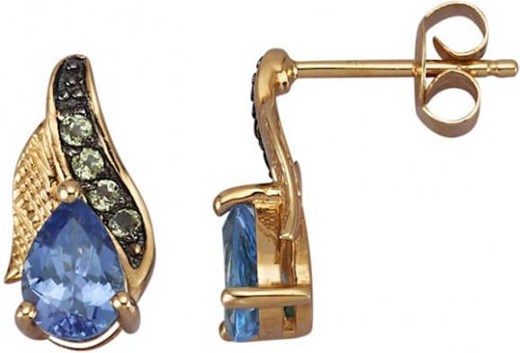 KLiNGEL Oorstekers met tanzaniet en peridot Blauw