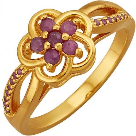 MONA Ring Bloem met robijnen Rood