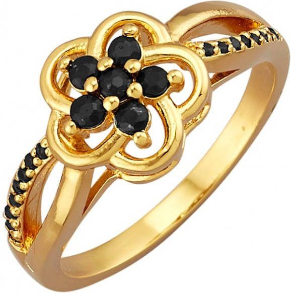 MONA Ring Bloem met saffieren Zwart