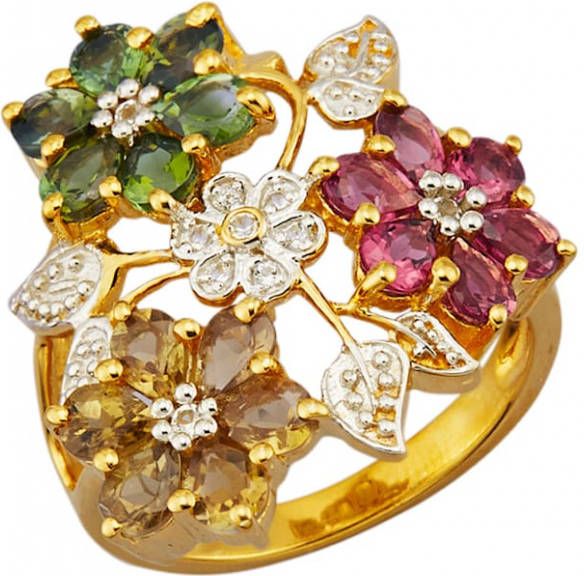 MONA Ring Bloem van verguld zilver Bicolor