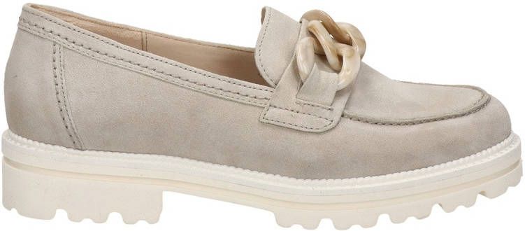 Gabor suède loafers met ketting taupe