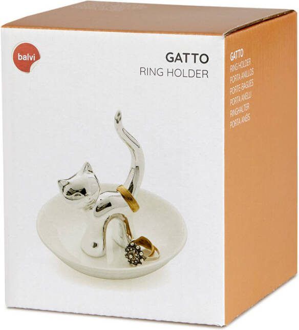 Balvi Decoratieve objecten Ring Holder Gatto Zilverkleurig