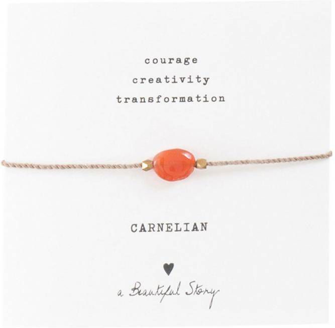A Beautiful Story Armbanden Gemstone Card Carnelian Gold Plated Bracelet Goudkleurig
