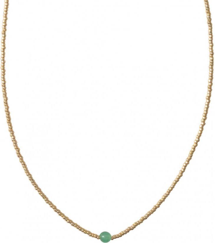 A Beautiful Story Kettingen Flora Aventurine Gold Necklace Groen