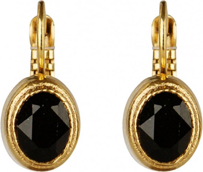 Camps en Camps Oorbellen Dormeuses Swarovski Kristal Zwart