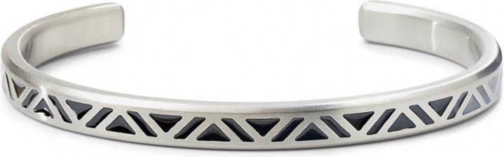 Rebel and Rose Armbanden Bangle Brushed Black Triangle Zilverkleurig