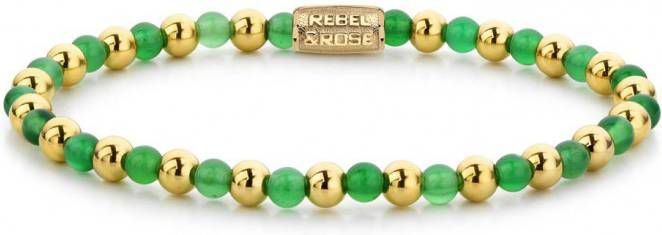Rebel and Rose Armbanden Mix Green Harmony 4mm yellow gold plated Groen