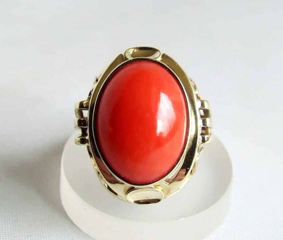 Casio Ocn ring met bloedkoraal