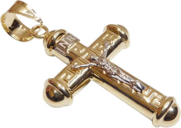 Christian 14 karaat bicolor gouden kruis hanger