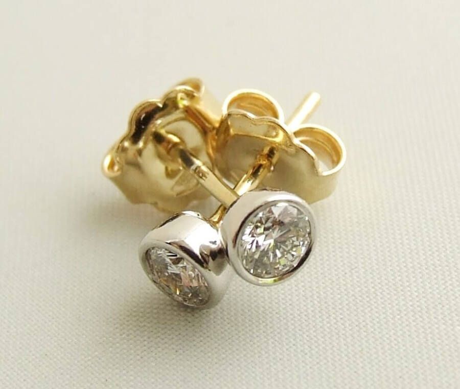 Christian Gouden bicolor diamanten oorstekers