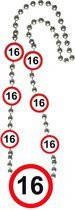 Confetti Ketting 16 jaar verkeersbord