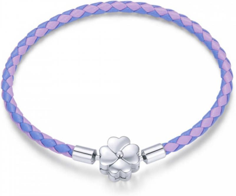 Mijn bedels Gevlochten lederen bedelarmband geluk