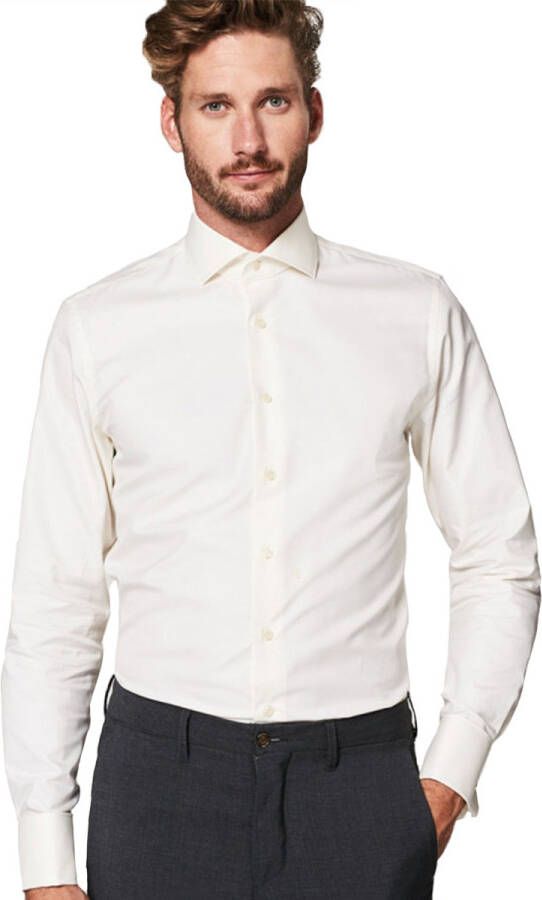 Profuomo Originale Slim Fit Gala shirt gebroken wit, Effen